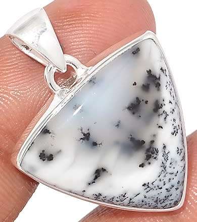 Sterling silver pendant - DENDRITIC OPAL / AGATE