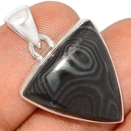 Sterling silver pendant - PSILOMELANE
