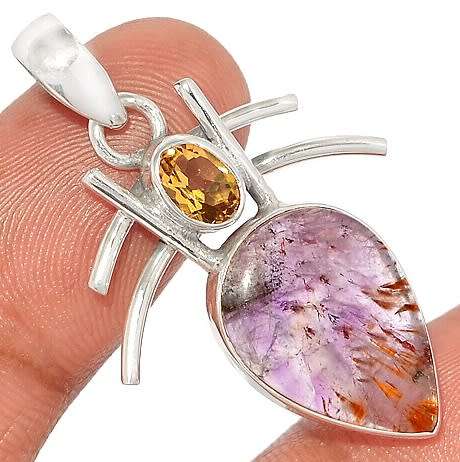 Sterling silver pendant - SUPER SEVEN and CITRINE