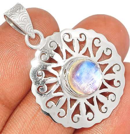 Sterling silver pendant - RAINBOW MOONSTONE