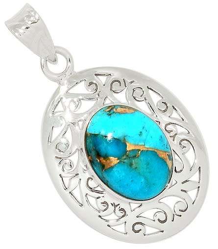 Sterling silver pendant - BLUE COPPER TURQUOISE