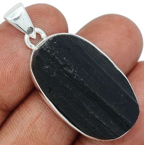 Sterling silver pendant - BLACK TOURMALINE