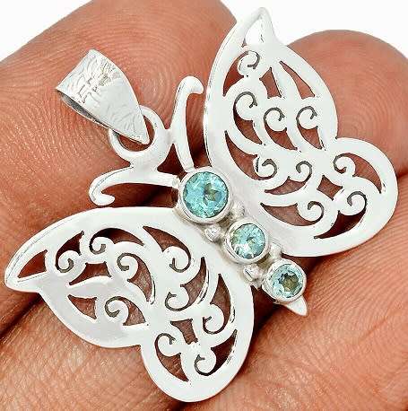 Sterling silver pendant - BLUE TOPAZ