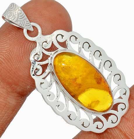 Sterling silver pendant - AMBER
