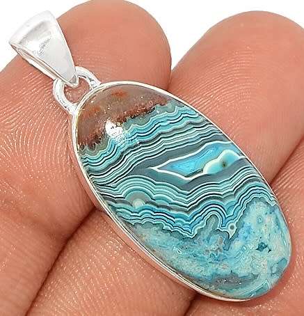Sterling silver pendant - MEXICAN LAGUNA LACE AGATE