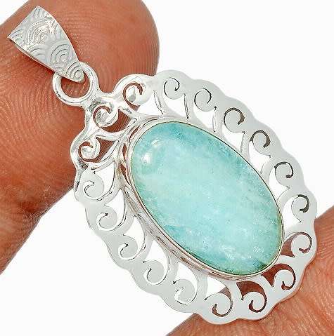 Sterling silver pendant - AQUAMARINE