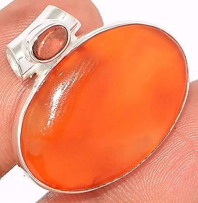 Sterling silver pendant - CARNELIAN and GARNET