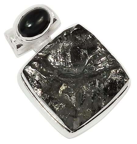 Sterling silver pendant - SHUNGITE and ONYX