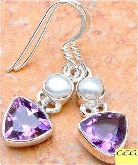 Sterling silver earrings - AMETHYST & PEARL - Dreams Collection