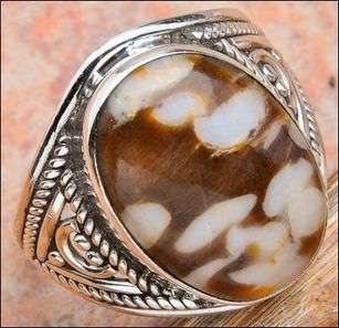 SALE ** Sterling silver ring - PEANUT WOOD JASPER - Dreams Collection (size 8.25 / Q to Q half)