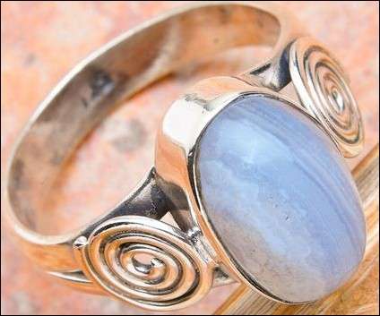 Sterling silver ring - BLUE LACE AGATE - Dreams Collection