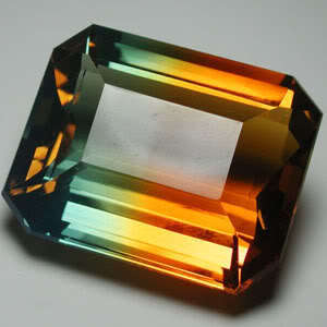 PRICE REDUCED! 35.00 cts Bi-colour QUARTZ emerald facet (Brazil)