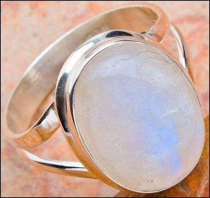 Sterling silver ring - RAINBOW MOONSTONE - Dreams Collection (size 8.5 / Q half)