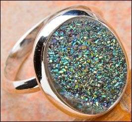Sterling silver ring - TITANIUM DRUZY - Dreams Collection (size 6.5 / N)