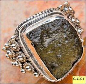 Sterling silver ring - MOLDAVITE - Dreams Collection (size 6.5 / N)