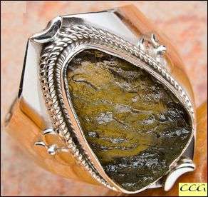 Sterling silver ring - MOLDAVITE - Dreams Collection (size 9.5 / S half)