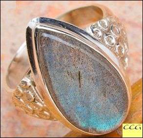 SALE ** Sterling silver ring - LABRADORITE - Dreams Collection (size 8.25 / Q to Q half)
