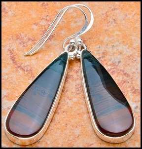 Sterling silver earrings - BLOODSTONE / HELIOTROPE - Dreams Collection