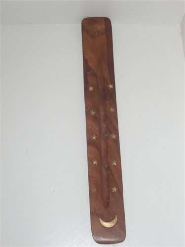 Wooden Incense Ash Catcher with brass design - Moon