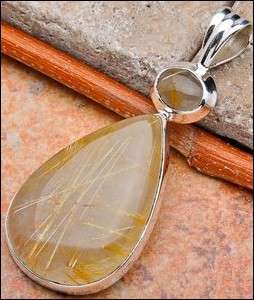 SALE ** Sterling silver pendant - RUTILATED QUARTZ - Dreams Collection