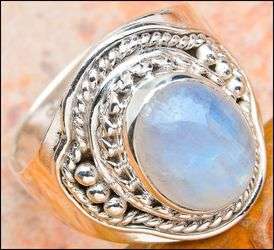 SALE ** Sterling silver ring - RAINBOW MOONSTONE - Dreams Collection (size 7.75 / P to Q)