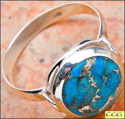 Sterling silver ring - BLUE COPPER TURQUOISE - Dreams Collection (size 12 / Y)