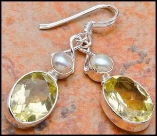 Sterling silver earrings - CITRINE & PEARL - Dreams Collection
