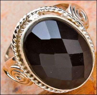 Sterling silver ring - ONYX - Dreams Collection (size 8 / Q)
