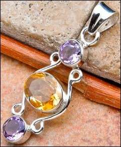 Sterling silver pendant - AMETHYST & CITRINE - Dreams Collection