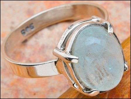 SALE ** Sterling silver ring - AQUAMARINE - Dreams Collection (size 8.25 / Q to Q half)