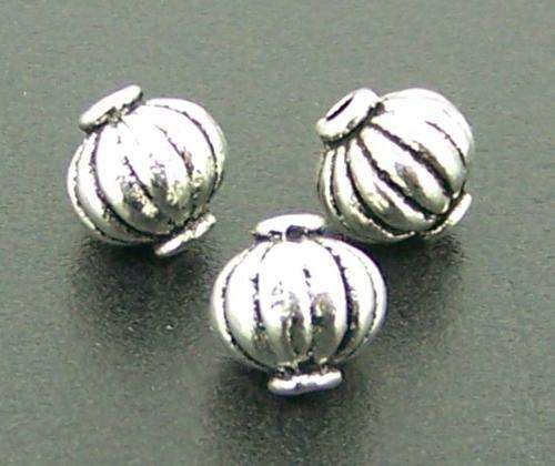 8mm RIBBED round nickel ball spacer (4 pcs)