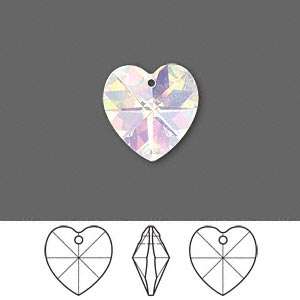 CRYSTAL AB Swarovski 14mm heart pendant