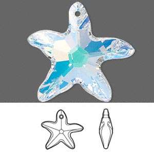 CRYSTAL AB Swarovski 28mm STARFISH pendant