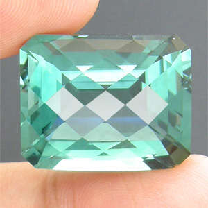 34.38 cts PRASIOLITE checkerboard emerald facet (Uruguay)