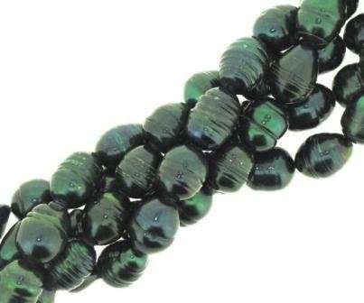 FRESHWATER PEARLS 6mm rice - EMERALD