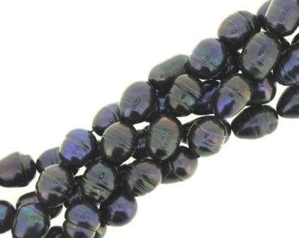 FRESHWATER PEARLS 7-8mm rice - MIDNIGHT BLUE