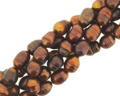 FRESHWATER PEARLS 7-8mm rice - GOLDEN BROWN