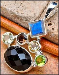 Sterling silver pendant - MIXED GEMSTONES - Dreams Collection