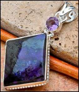 Sterling silver pendant - SUGILITE & AMETHYST - Dreams Collection