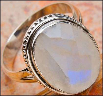 Sterling silver ring - RAINBOW MOONSTONE - Dreams Collection (size 8.5 / Q half)