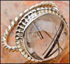 Sterling silver ring - TOURMALINATED QUARTZ - Dreams Collection (size 7.25 / O to P)