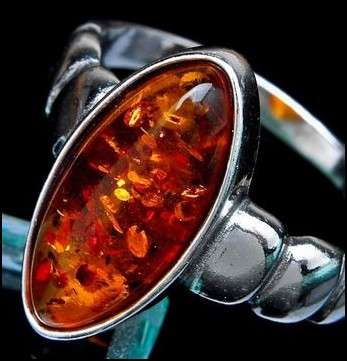 Sterling silver ring - BALTIC AMBER - Dreams Collection (size 10 / T half)