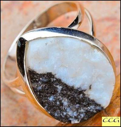 Sterling silver ring - ZEBRA STONE - Dreams Collection (size 7.75 / P to Q)
