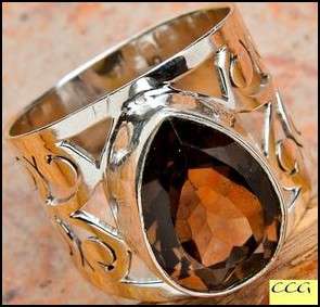 Sterling silver ring - SMOKY QUARTZ - Dreams Collection (size 8.25 / Q to Q half)