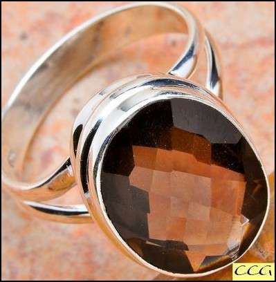 Sterling silver ring - SMOKY QUARTZ - Dreams Collection (size 9.25 / R half to S half)
