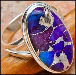 Sterling silver ring - PURPLE COPPER TURQUOISE - Dreams Collection (size 6 / M)