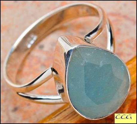 Sterling silver ring - AQUAMARINE - Dreams Collection (size 11.5 / W half)