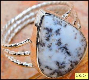 SALE ** Sterling silver ring - DENDRITIC OPAL - Dreams Collection (size 9.25 / R half to S half)
