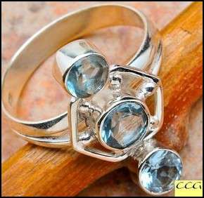 Sterling silver ring - BLUE TOPAZ - Dreams Collection (size 8.5 / Q half)