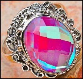 Sterling silver ring - PINK MOONGLOW TOPAZ - Dreams Collection (size 9.25 / R half to S half)